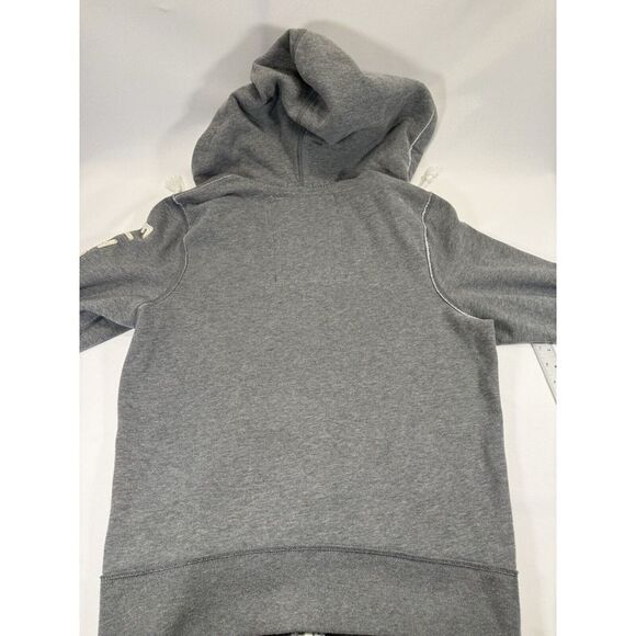 Abercrombie Fitch Muscle Hoodie Women Medium Gray Embroidered Full Zip Spell Out - Picture 3 of 12